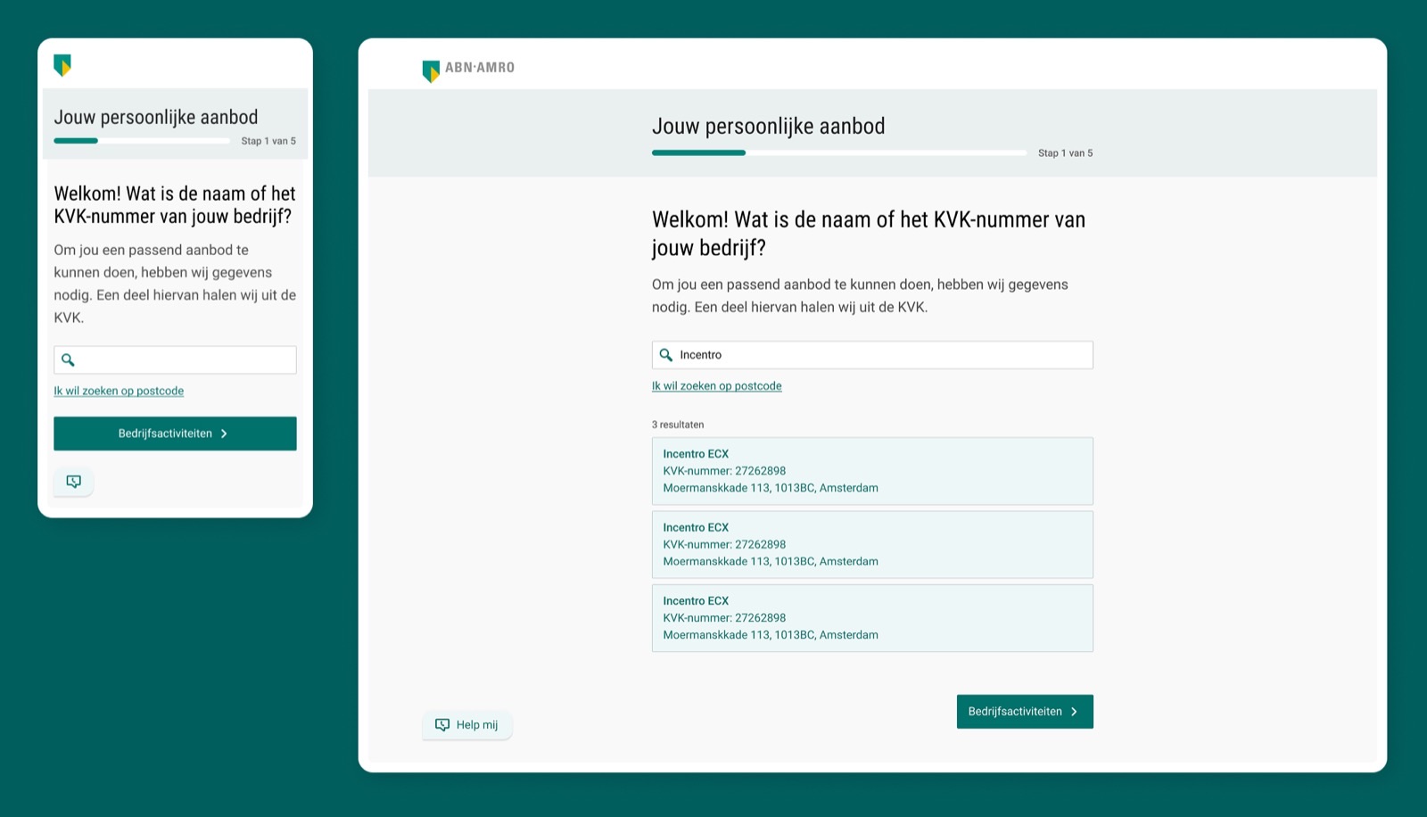 Step 1: identify the company by name or KVK number